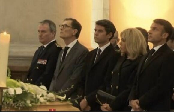 Brigitte Macron, touchée en plein cœur : premières images bouleversantes de la cérémonie d’adieu à Dominique Bernard